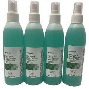 McKesson Perineal & Skin Cleaner Rinse Free Herbal Scent 8oz x 4 NEW